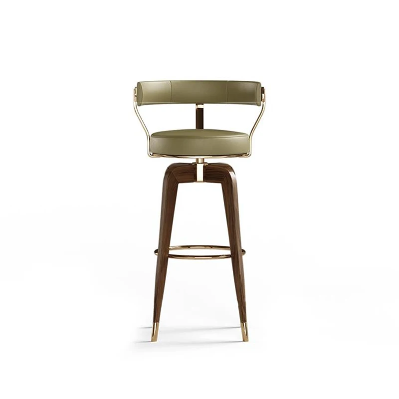 Repose-pieds haut en bois massif pour comptoir de bar, chaise de comptoir rotative en acier inoxydable pour la maison, tabouret de café pour bars, meubles personnalisés