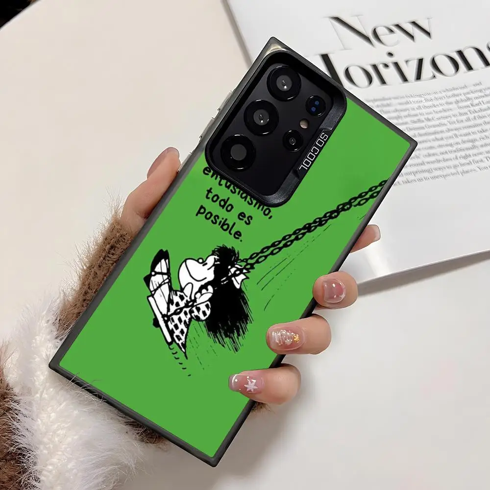 حار M-Mafalda جير قضية الهاتف لسامسونج غالاكسي S25 حافة S24 S23 S22 S21 S20 الترا سيليكون الملونة الفضة جراب هاتف