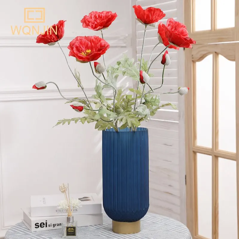 74 cm langer 2-köpfiger künstlicher Blumenstrauß, Heimdekoration, künstlicher Mohn, künstliche Blumen, DIY, handgefertigtes Kunsthandwerk, Geschenk, Hochzeitsdekoration – Detail 1