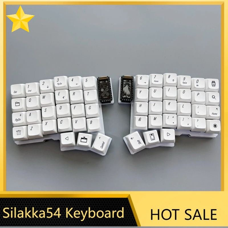 

Беспроводная Bluetooth Silakka54 Комплект разделенной клавиатуры Эргономичная разделенная настройка ZMK Комплект левой и правой клавиатуры с возможностью горячей замены