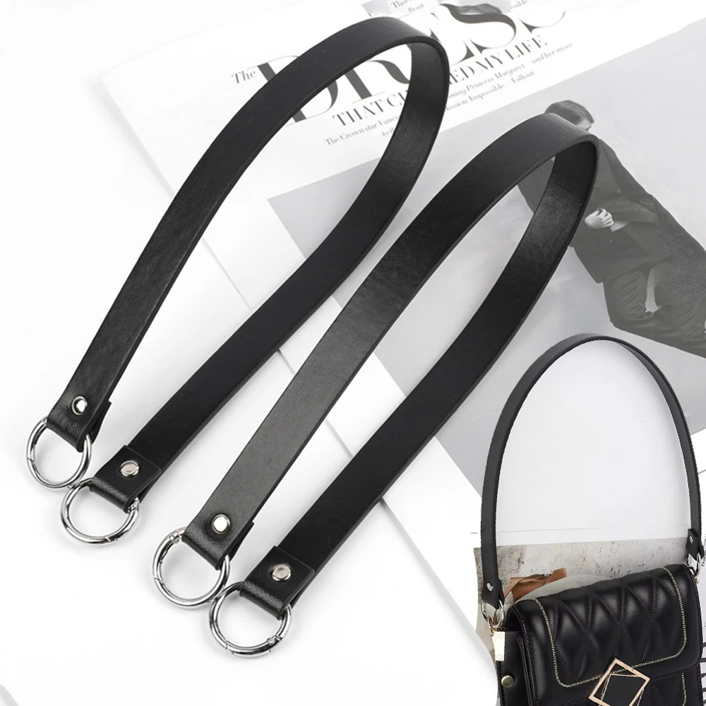 

2pcs 58cm Leather Bag Strap Handbags Handles for Handbag Short Bag Strap Purse Strap Silver Buckle DIY Replacement Bag Belt Band