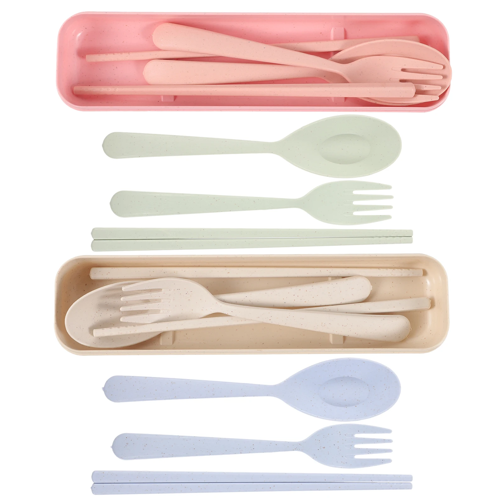 

Portable Cutlery Set Reusable Tableware Travel Spoon Fork Chopsticks with Case Durable Oxidation Resistant Easy