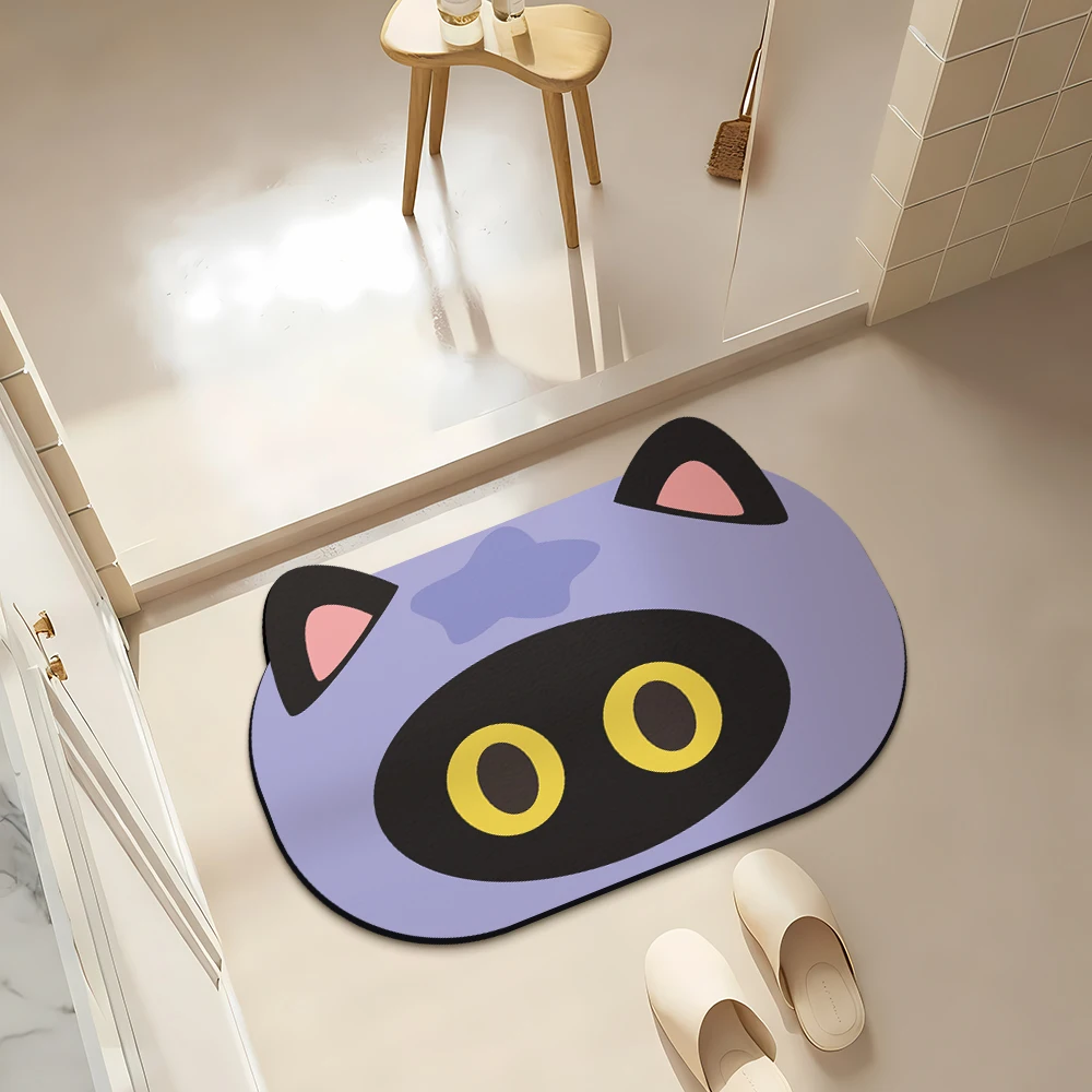 

Cute Cat Bathroom Mat Non-slip Quick-Dry Diatomaceous Earth Bath Mat Funny Soft Diatom Mud Absorbent Floor Mat