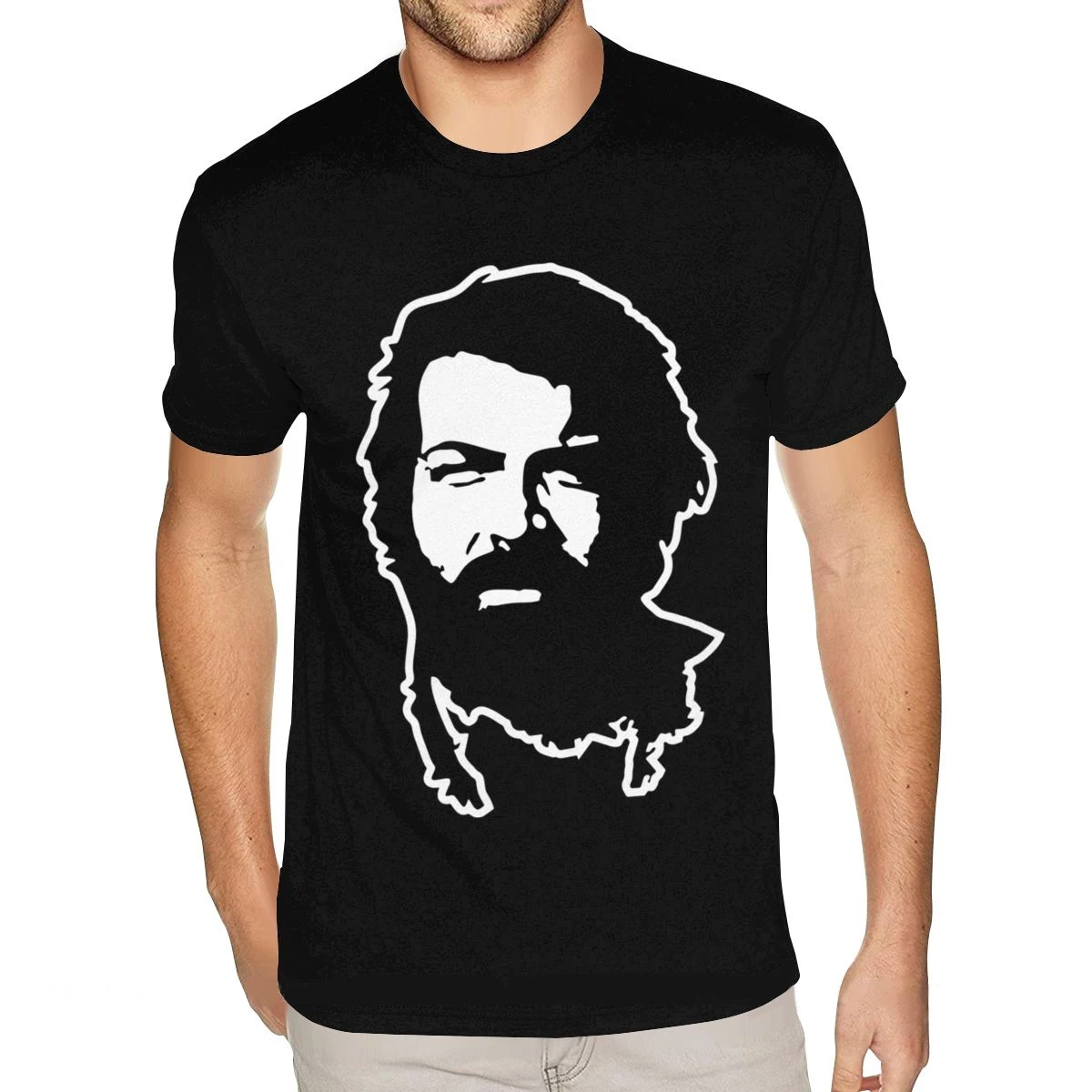 Custom T Shirt Printing Bud Spencer Konterfei T Shirts for Men 6XL Short Sleeved Heavy Cotton Round Neck T-Shirt