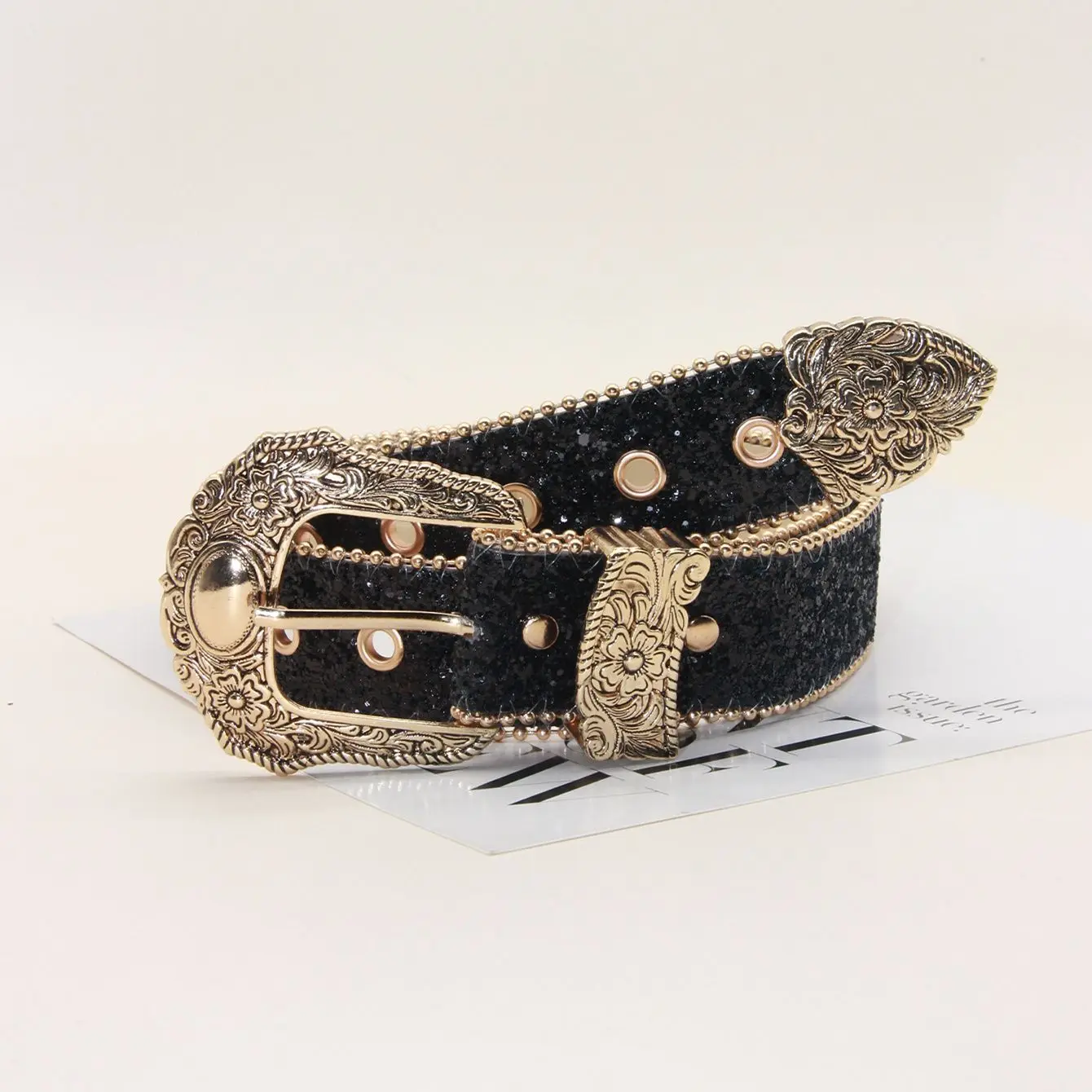 2025 New Women's Belt New Jeans Ins Decoration Fashion Versatile Personality Sequins Spice Girl Retro Belt Women