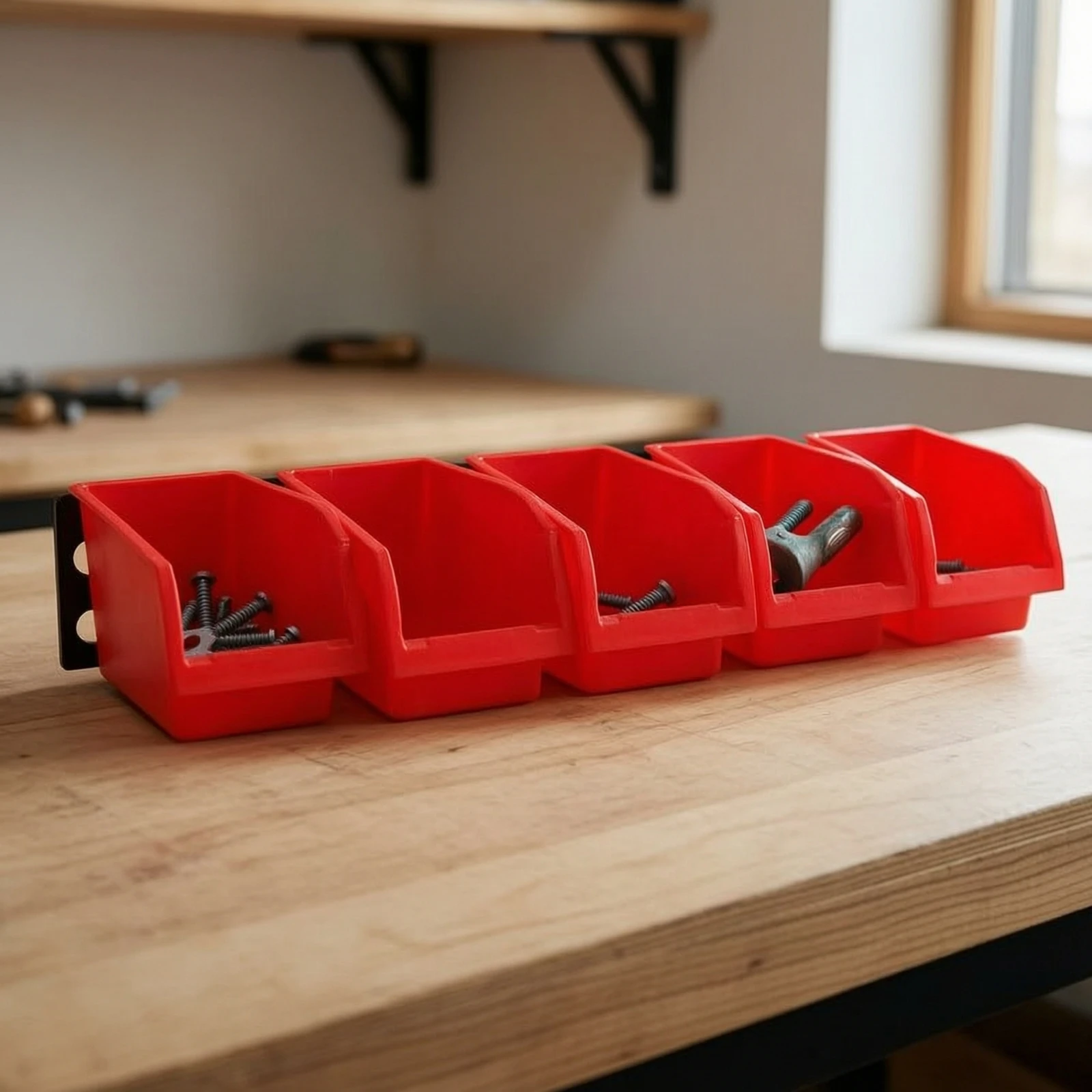 Wall-Mounted Parts Rack Open-Front Wall Organizer with Bins Plastic Storage Bin Panel Space-Saving for Mechanics, Garage