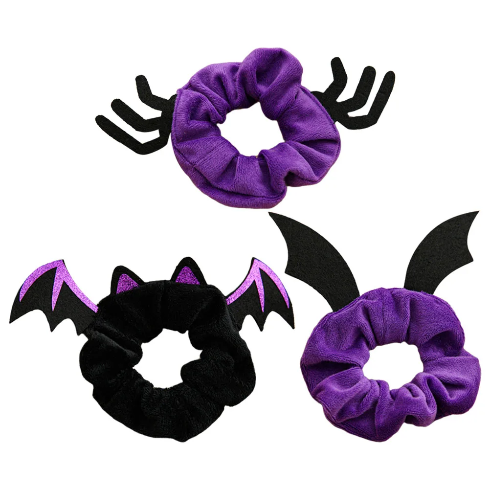 

3 Pcs Funny Hair Accessories Halloween Band Women Rope Ties for Headgear Woman Girls Flannel Spooky Bands Miss
