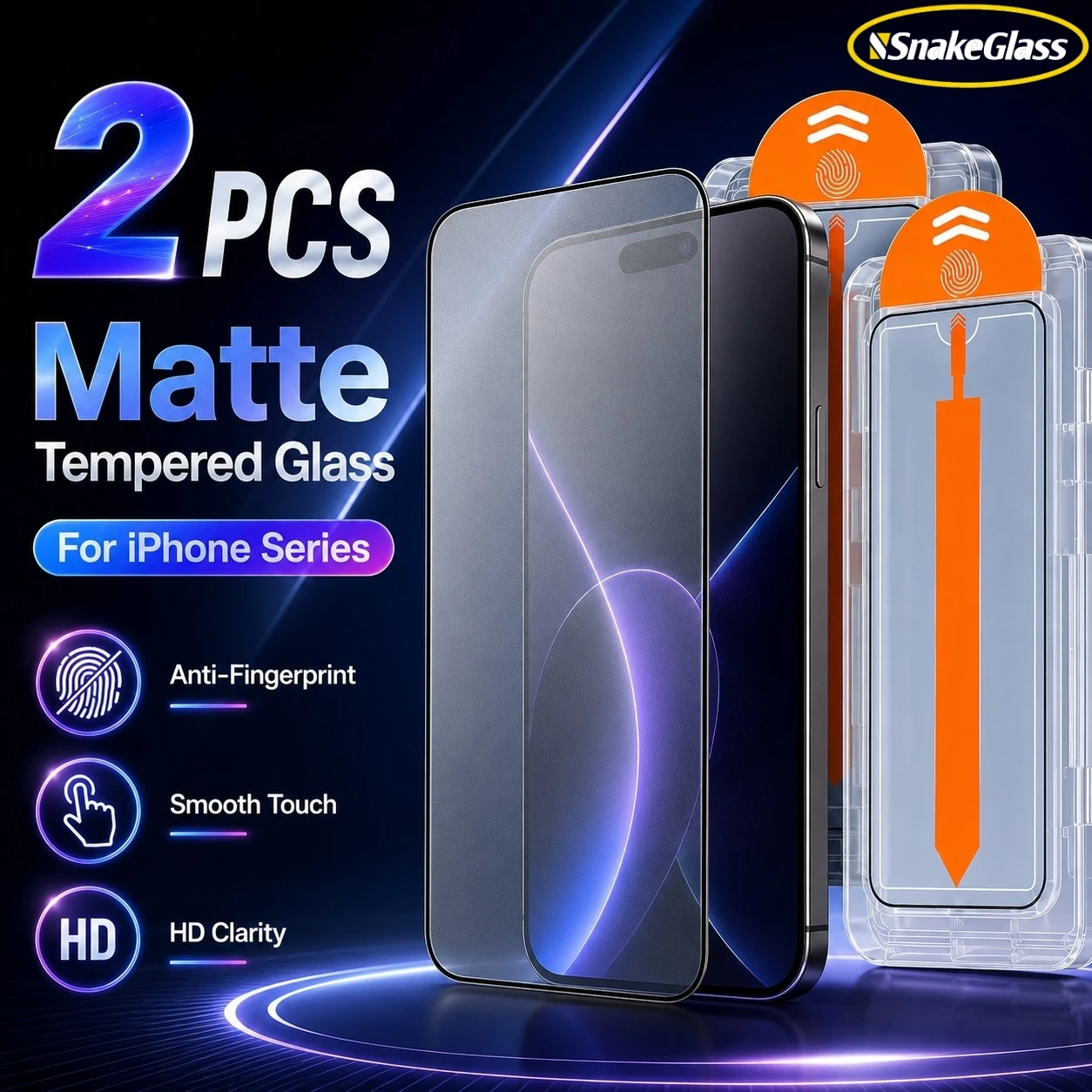2 Stück Mattes Panzerglas für iPhone 17 Pro Max Air 16 Pro 15 Pro 14Plus 13 Pro 12 11 XS X Einfache Installation Staubentfernungs-Displayschutzfolie