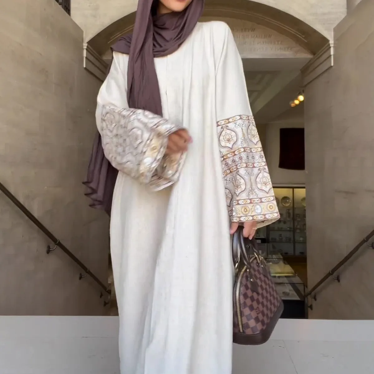 

Eid Muslim for Abayas Women Print Dress Ramadan Vintage Jalabiya Party Arabic Dresses Long Sleeve Kaftan Vestidos Long Robe