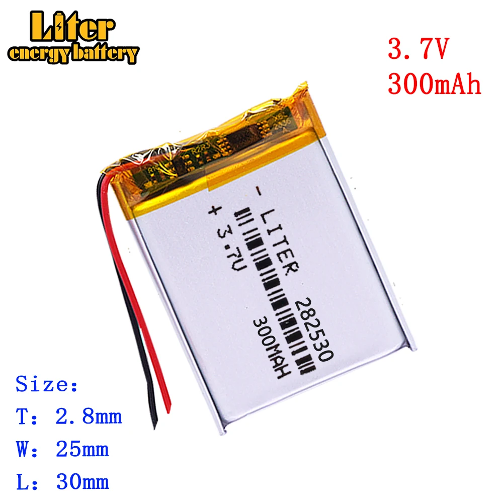 Größe 282530 3,7 V 300 mAh 1,11 Wh Lithium-Polymer-Akku mit Platine für digitale Maus-MP4-Produkte