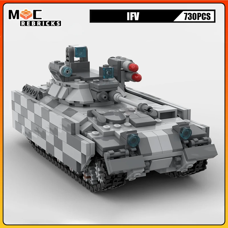 

730PCS Military Battle Weapon IFV Tank Soldier Support Armored Vehicle MOC Building Block Model Creative Kid's Bricks Toys Gifts