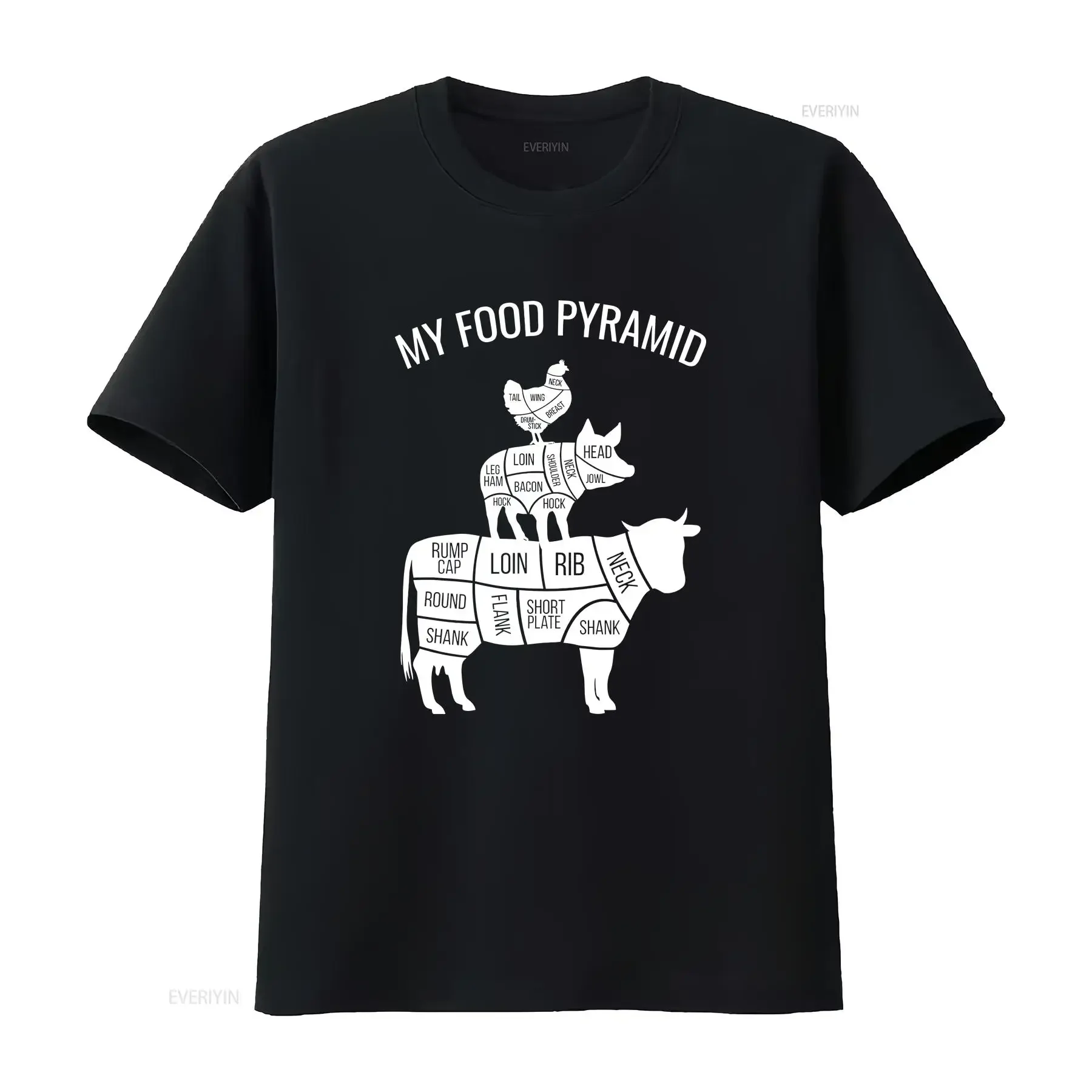 My Food Pyramid Funny Carnivore Cow Pig Chicken T Shirt NEW vintage Washed Stylish Unisex designer clothes Comfortable
