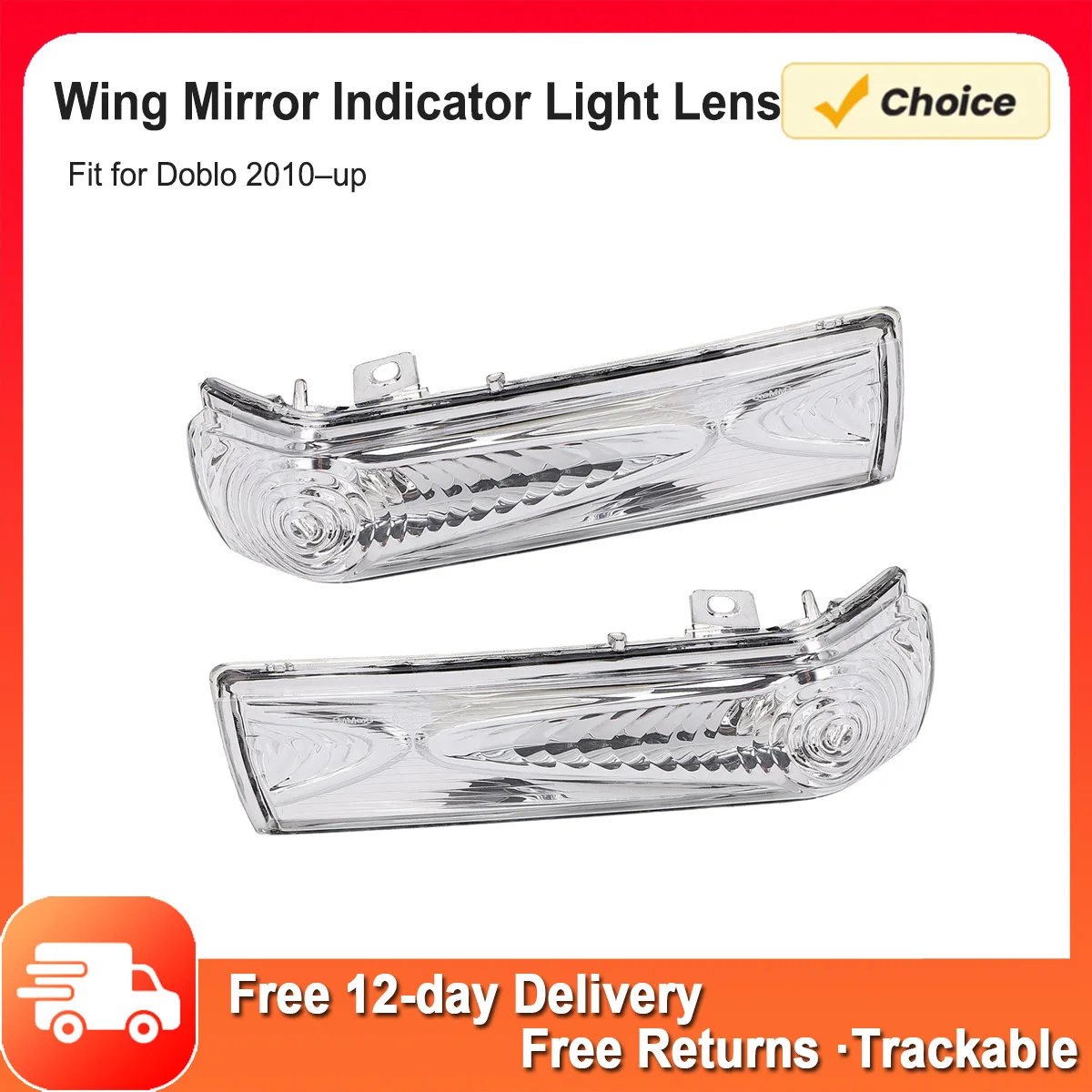 Wing Mirror Indicator Lamp Lens Easy Installatio Door Mirror Turn Lamp Shell Proof Stylish Look Transparent for Doblo 2010 To Up