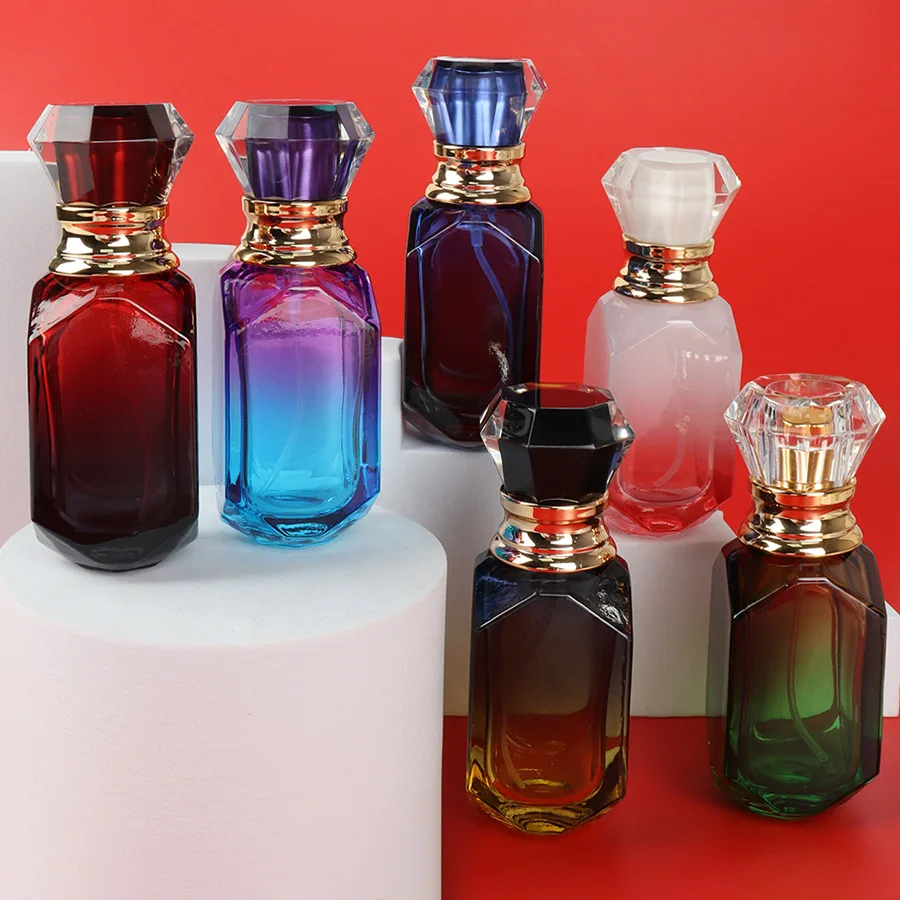 30ML Luxury Gradient Glass Perfume Atomizer Bottle, Refillable Press Spray Portable Empty Cosmetic Dispensing Bottle for Travel
