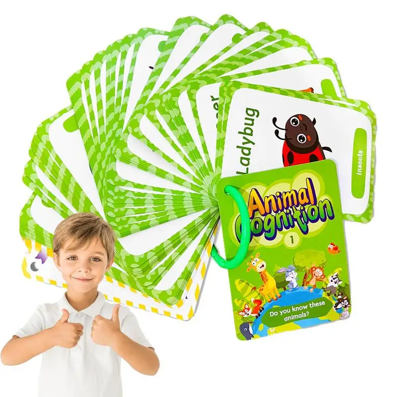 Animal Flash Cards 50X Enlightenment Education Animal Cards Clear Printing Learn English For Kids Words Learning Toys Sight Word