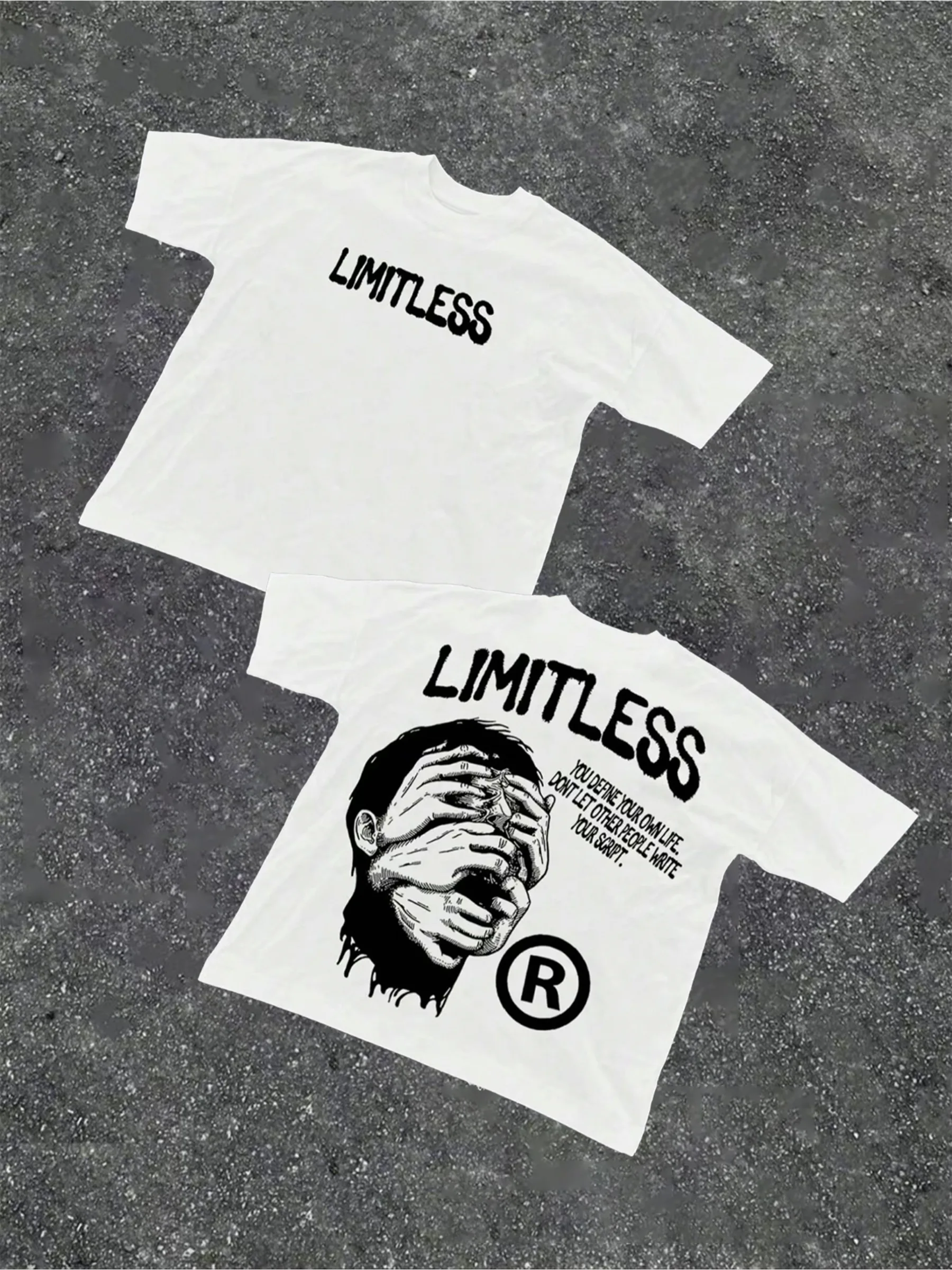 Men Women Y2K Graphic T-Shirt LIMITLESS Front & Back Print Regular Fit Casual Streetwear Machine Washable Summer Everyday Wear