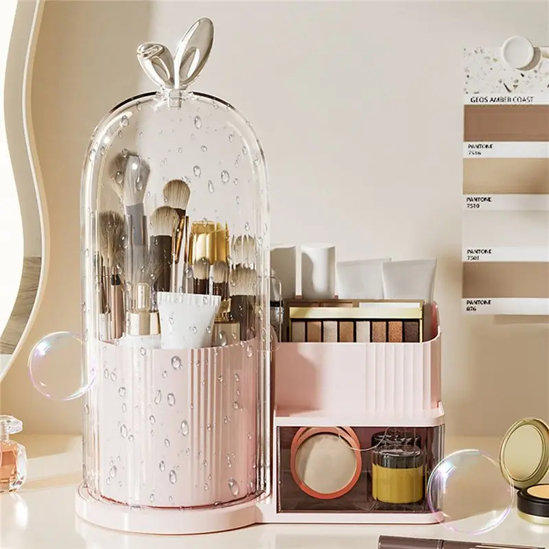 HLZS-Desktop Storage Case For Living Room Bedroom Desktop With Drawer Storage Organizer Pink
