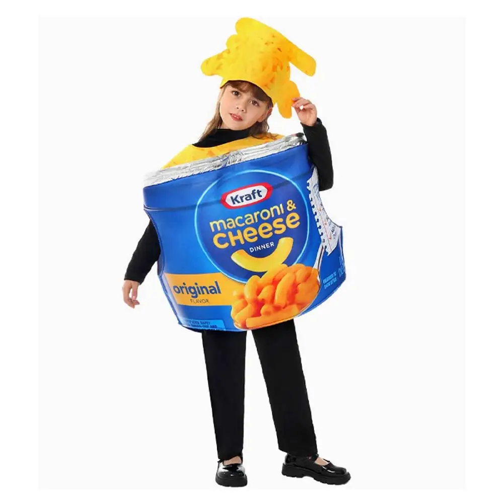Kinder Cartoon Lebensmittel Käse Makkaroni Cosplay Kostüm Schule Bühne Leistung Overall Hut Outfits Halloween Karneval Party Anzug