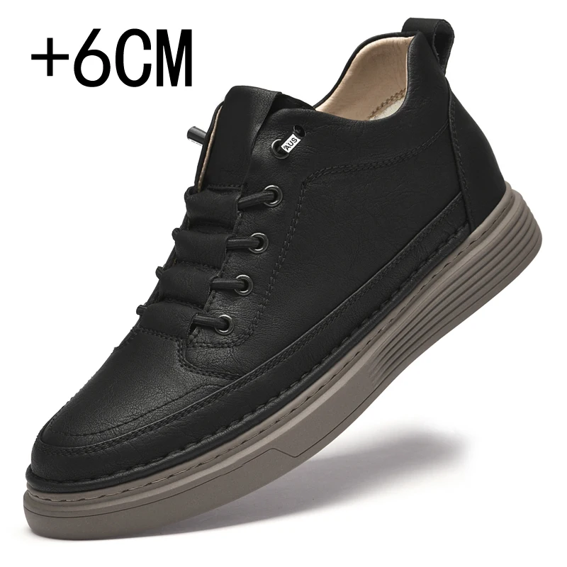 Spring Men Internal Height Increasing Oxford Shoes Casual Leather Shoe Fashion 6cm Elevator Shoes Outdoor Male Platform Sneakers