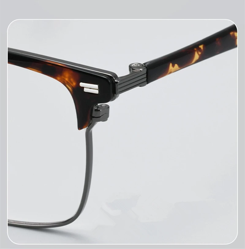 Custom Prescription Eyeglasses Men Women Tortoiseshell  TR Alloy Frame Photochromic Grey Lens Anti‑UV Anti Blue Light  Optical