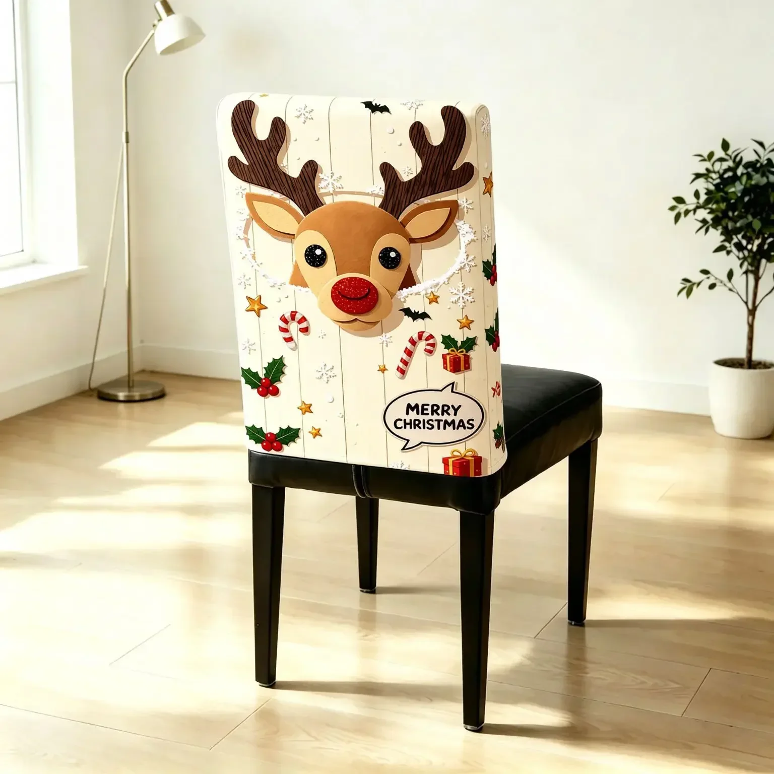 VIKAMA Autumn Fall Pumpkin Maple Leaf Harvest Chair Covers 2/4/6 PCS for Thanksgiving Party Kitchen Dining Room Decor
