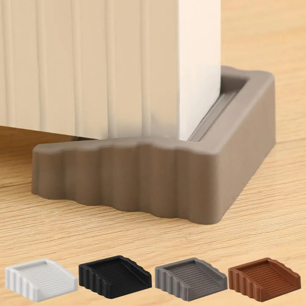 

4Pcs Rubber Door Stopper Wedge Wall Protector Heavy Duty Anti-slip Windproof No Drilling Anti-collision Carpet Tile Concrete Woo