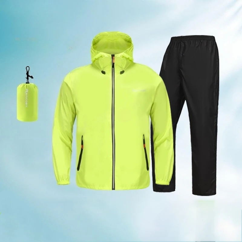 Ultraleichter Regenmantel, Regenhose, Anzug für Damen und Herren, Outdoor, leicht, Angeln, Reiten, spezieller geteilter Regenmantel, Regenbekleidung im Sommer