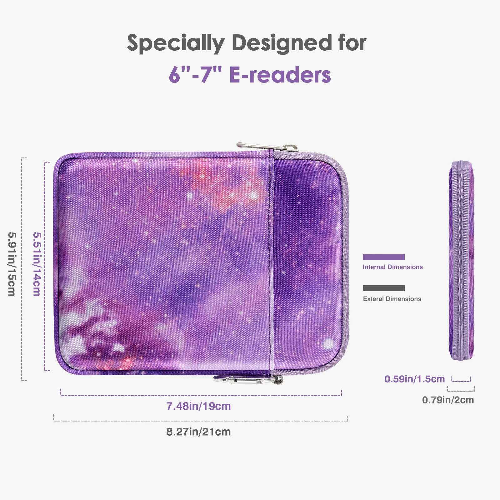 โมโค เอปิด Ereader Sleeve Case สำหรับ 6-7 นิ้ว Ereader แท็บเล็ตกระเป๋าป้องกันกระเป๋าพร้อมคาราบิเนอร์