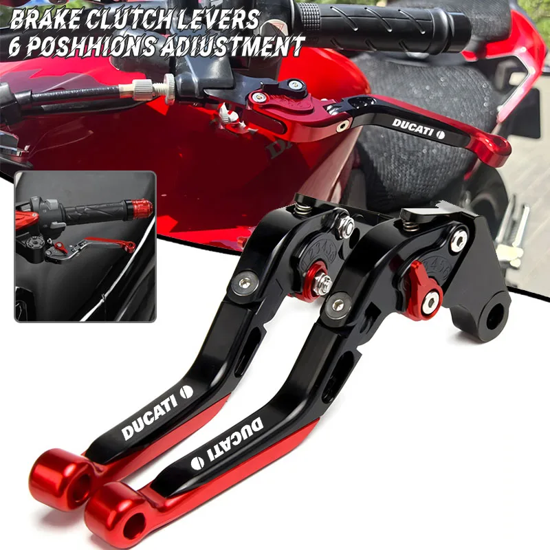 Palancas de Embrague y Freno Extensibles y Plegables para DUCATI Monster 937/950/1200 1199 1299 959 Panigale V4 V2 MOTO