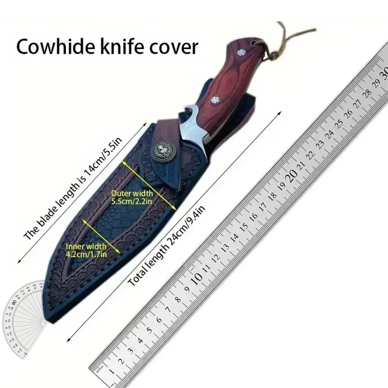 Knife Protective Cover Leather Sheath Belt Knife Sheath Leather Sheath With Waist Belt Buckle Pocket Multi-function Tool