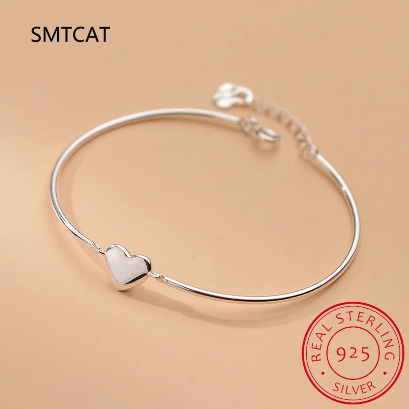 Luxury 925 Sterling Silver Fashion Romantic Heart Bend Bracelet For Women Wedding Valentine's Day Fine Jewelry DA2319