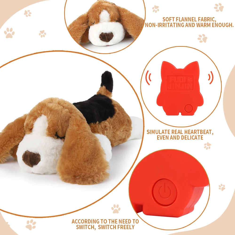 Puppy Dog Heartbeat Toy, Sleep Aid Crate Kennel Training Puppy Toy, Interactive Pet Squeaky Chew Dog Toy