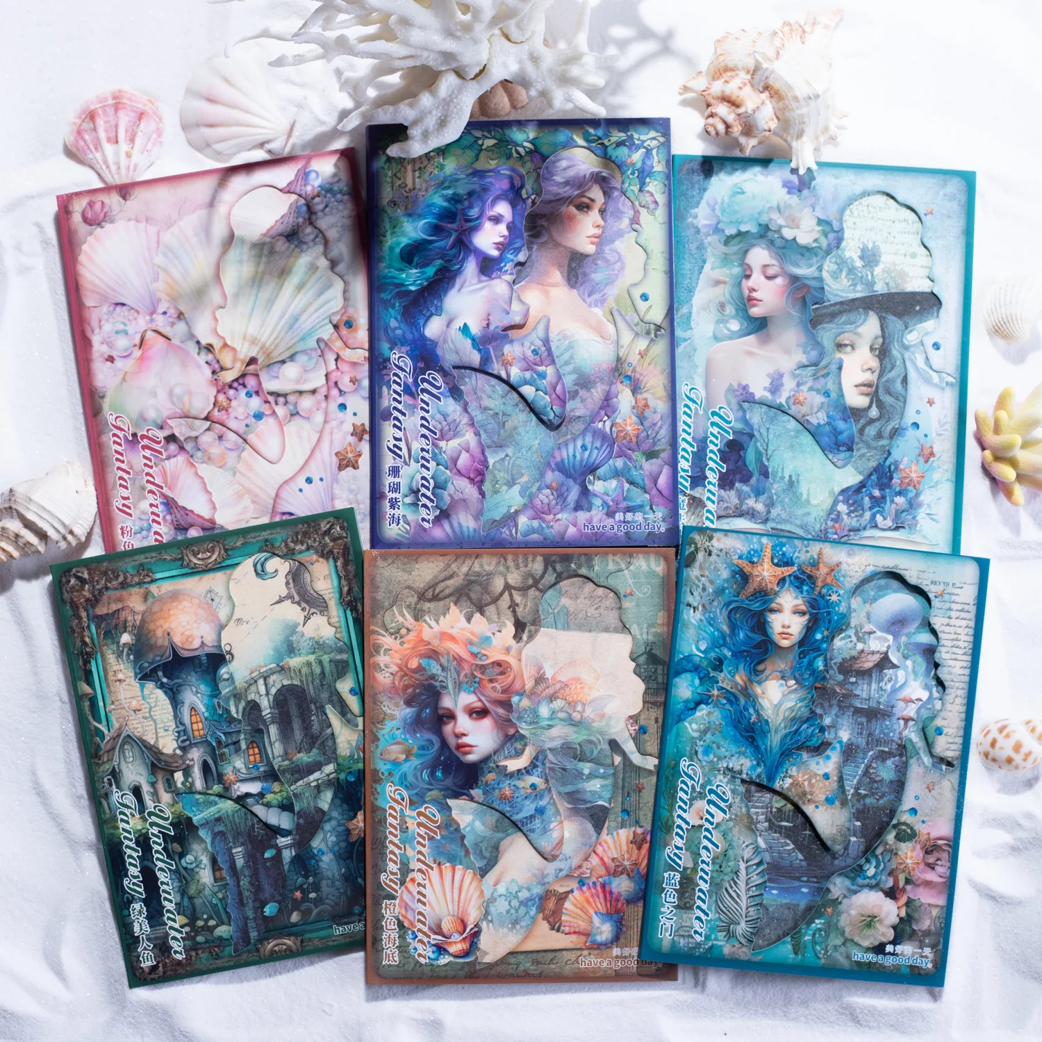 Suministros de diario de chatarra hechos a mano, material decorativo de papel, tema de sirena, mundo submarino Vintage, álbum de recortes, 30 piezas