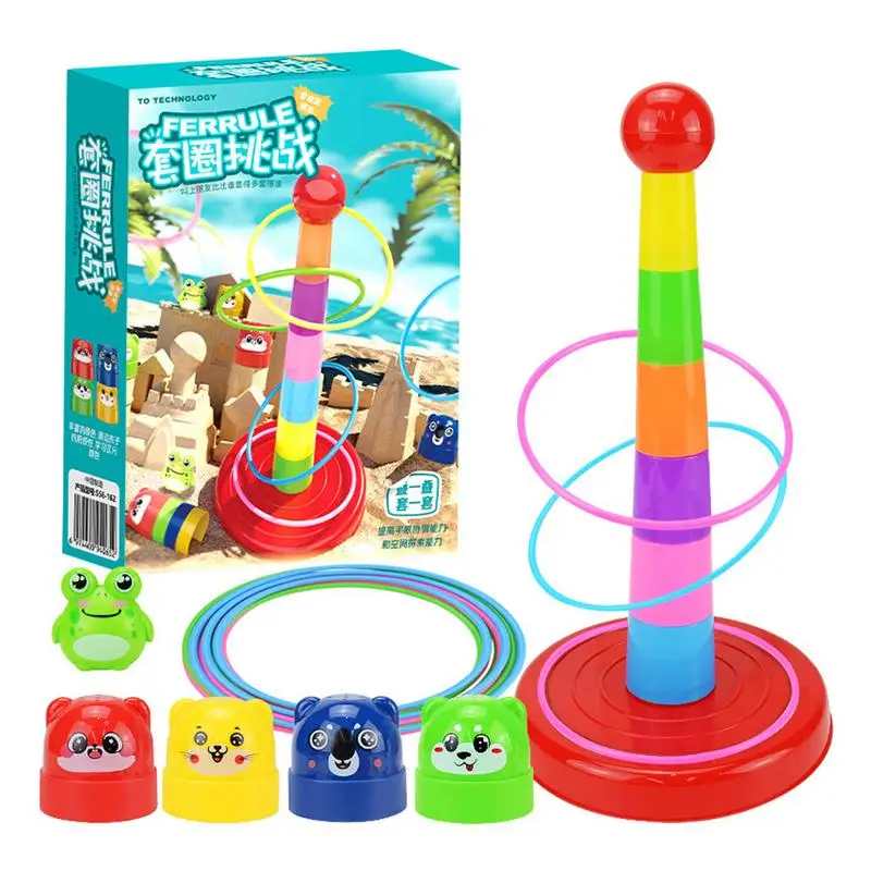 Kids Stacking Layers & Throwing Rings Circle Game Children Outdoor Ferrule Fun Toys Set Parent-Child Family Party Hoop Ring Toss