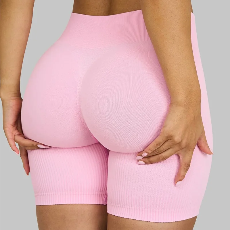 Pantalones de entrenamiento sin costuras con efecto levanta glúteos: shorts de yoga de cintura alta, moldeadores de abdomen y glúteos, efecto melocotón