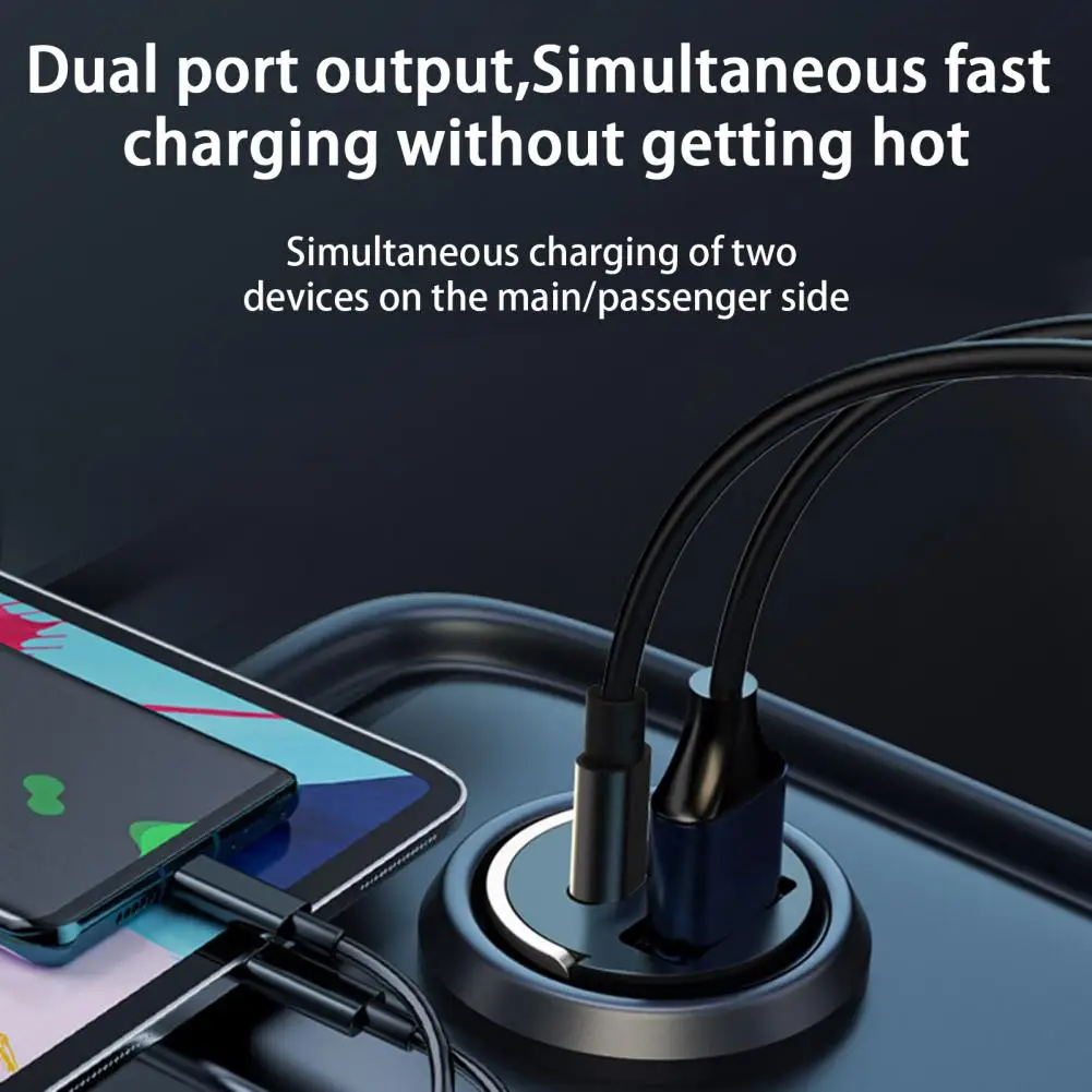 Car Charger 1 Set Practical DC 12V-24V Hidden Type Dual Ports Car Charging Adapter Vehicle Supplies