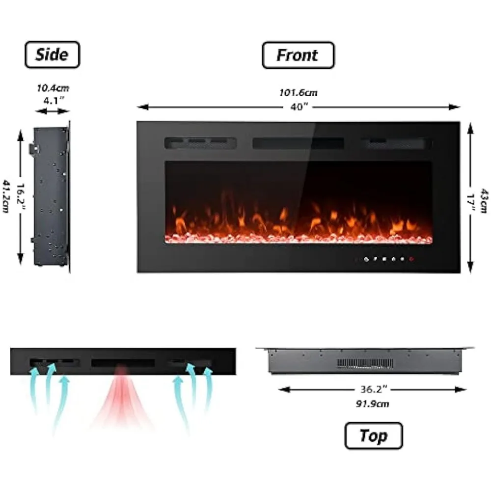 Maxhonor-insertos de chimenea eléctrica, calentador independiente para sala de estar, chimenea flotante con 12 colores LED, novedad de 2023