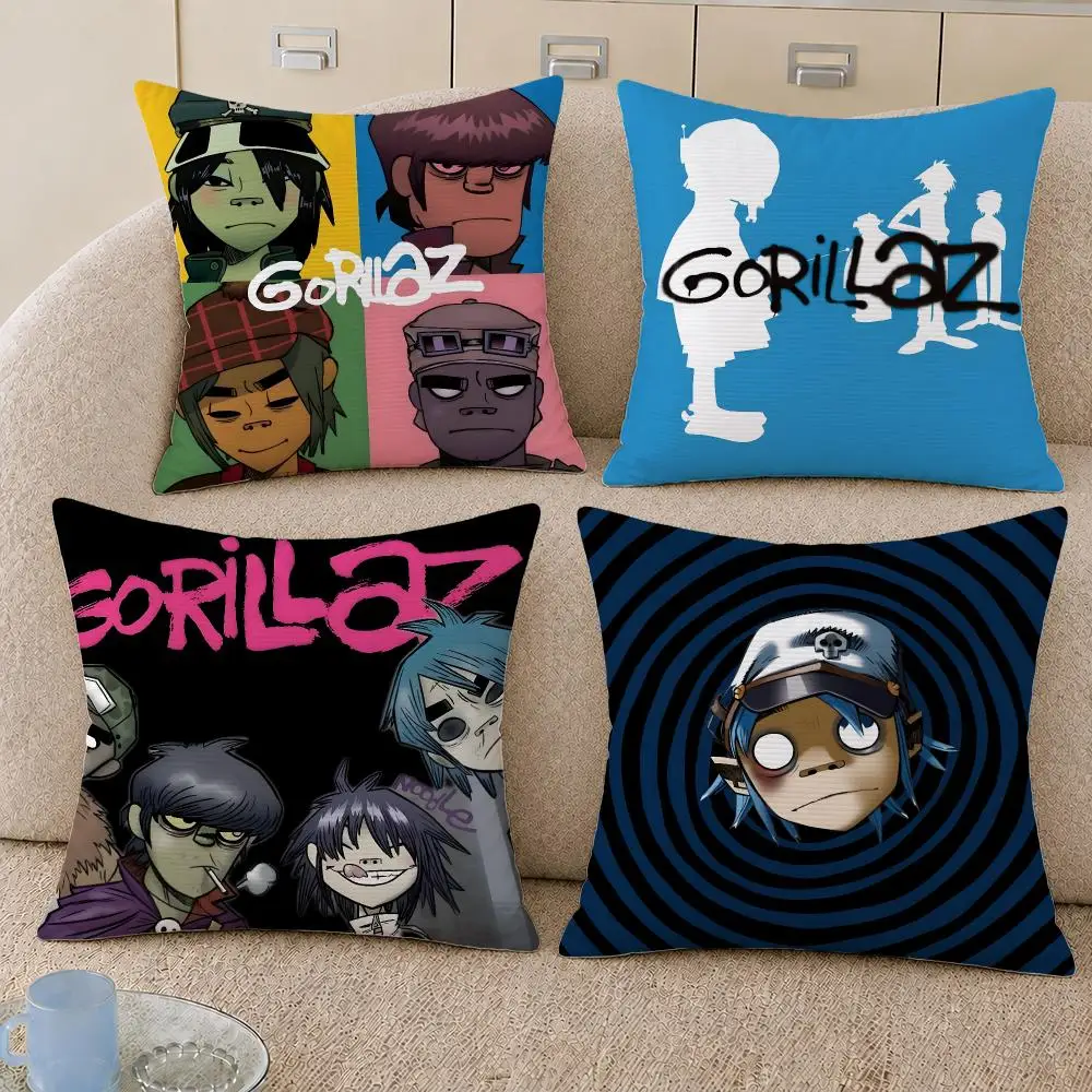 Cartoon Gorillaz Demon Days Cushion Cover Decorative Pillowcase Soft Short Plush Cozy Durable Sofa Home Decor Items Gift