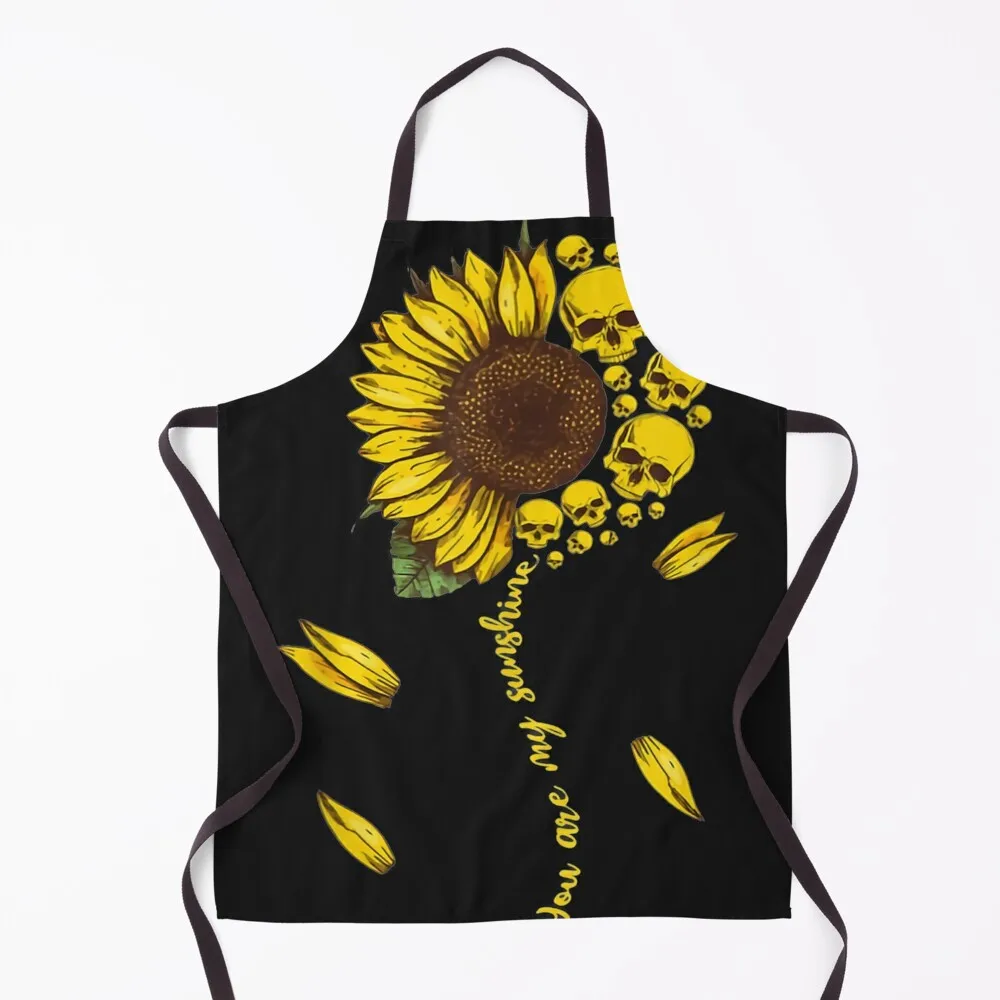 

You Are My Sunshine Skull Sunflower Apron Kitchens Woman Kitchen Items kitchen clothes for men Apron