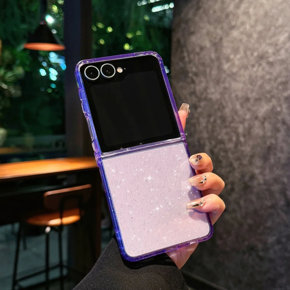 Pour coque Samsung Galaxy Z Flip7. Flip6 Housse de protection transparente � paillettes. flip5 Style simple et frais. Couverture de t�l�phone Flip4