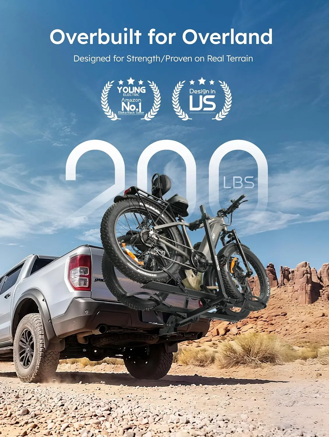 200LBS EZ-FOLD Aluminum 2-Ebike Carrier with Ramp for Bikes and Electric Bike, Car SUV Truck Van RV and Trailer