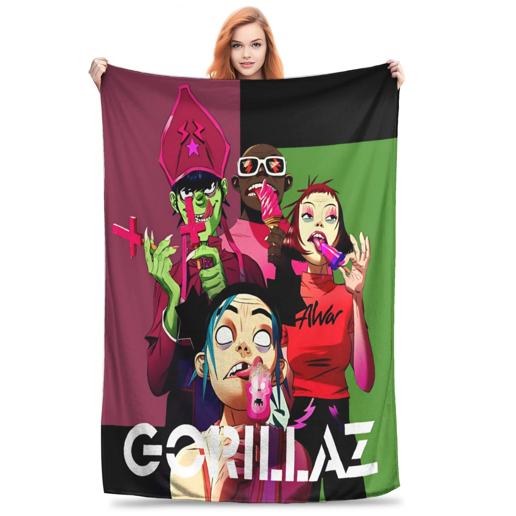 

Комфортное одеяло Gorillaz Humanz, аксессуары для одеял, декоративные одеяла для комнаты, супер теплый флис для путешествий