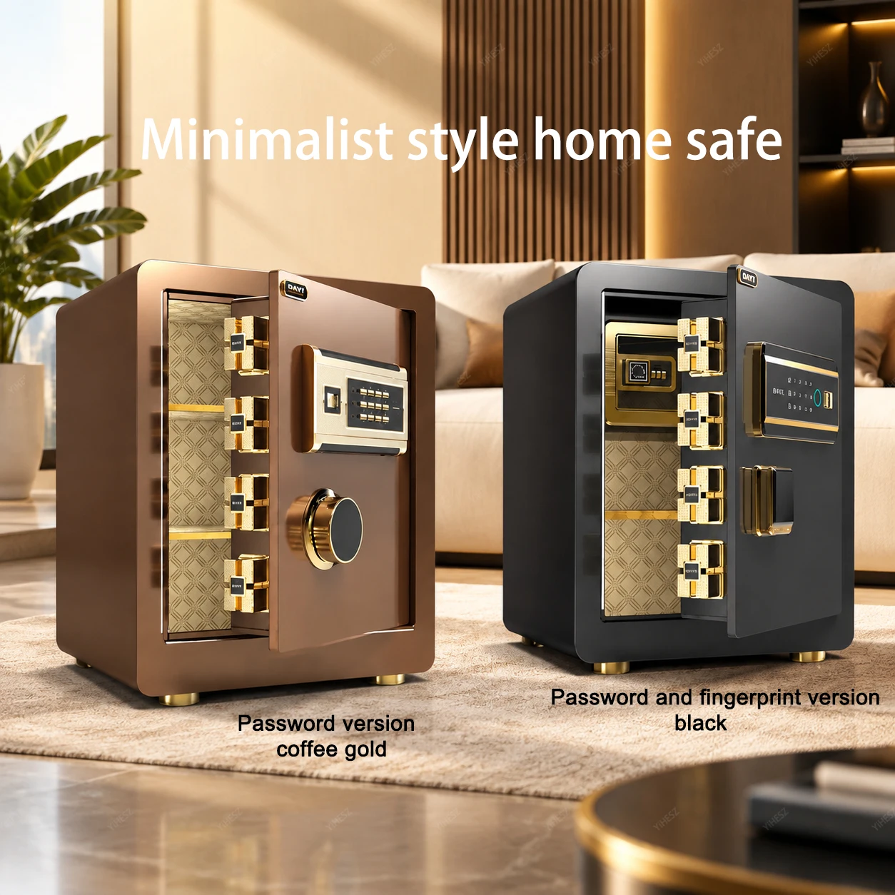 Smart Electronic Safe Box Digital Password Fingerprint Lock Security Cabinet For Cash Jewelry Documents Home Office Storage