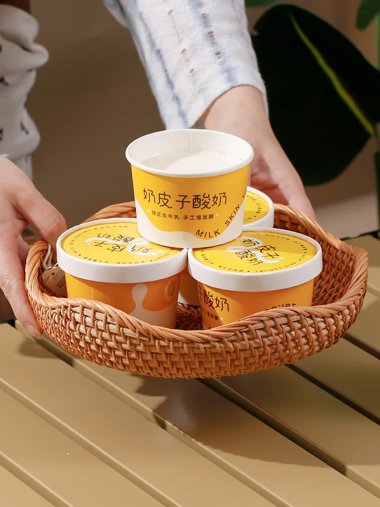 

Одноразовый стаканчик для йогурта с крышкой и ложкой, упаковка для молочного йогурта, одноразовая кухонная утварь для приготовления пищи