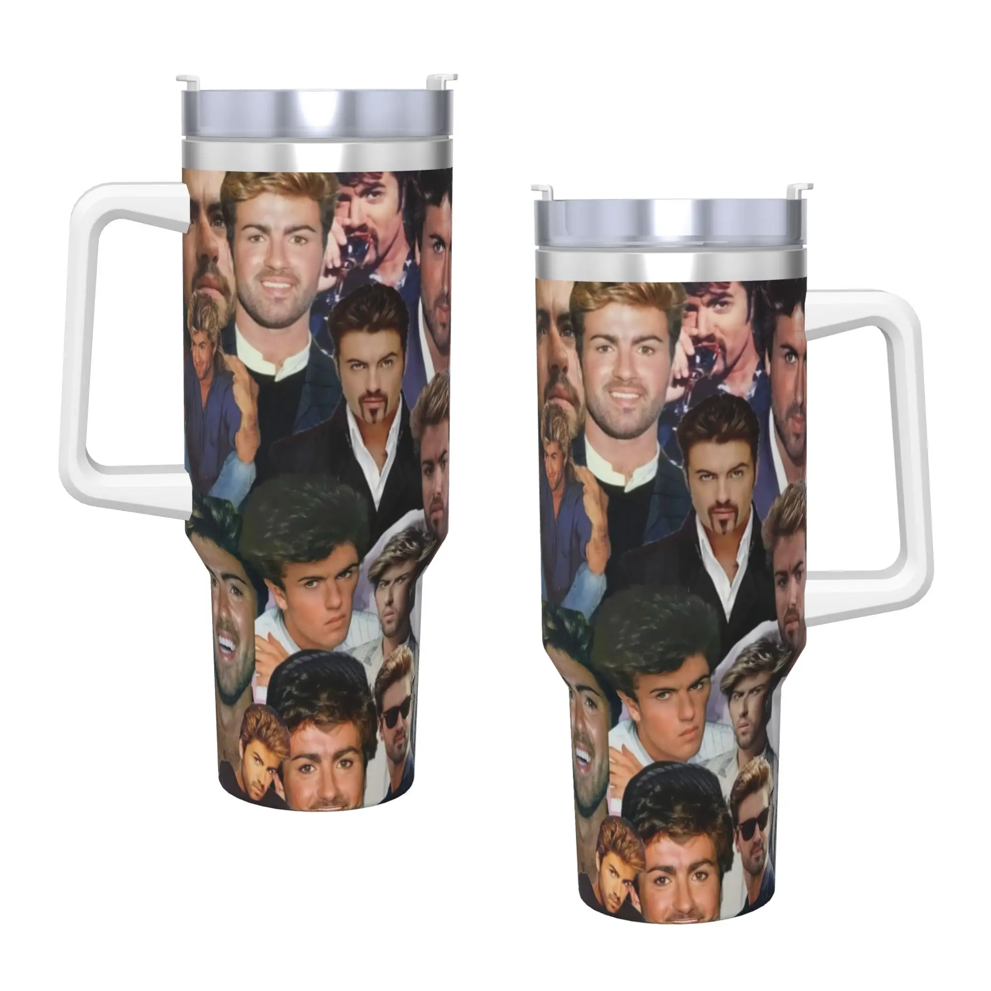 George Michael British Singer Stainless Steel Tumbler  Beach Car Mugs 40oz Coffee Mug Heat Preservation Cold Drink Water Bottle