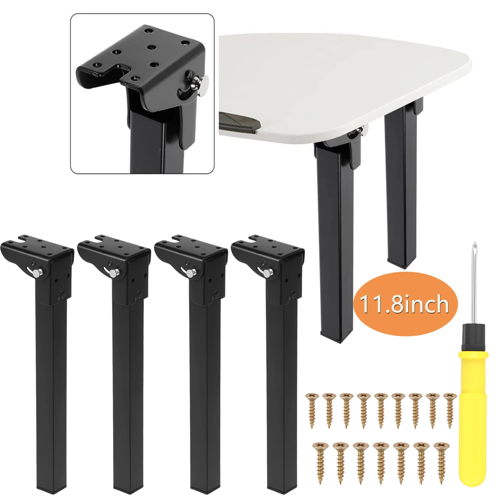 

4 Pcs Folding Table Legs 12"Metal Furniture Leg Heavy Duty Foldable Laptop Table Support Feet Coffee Table, Replacement Legs