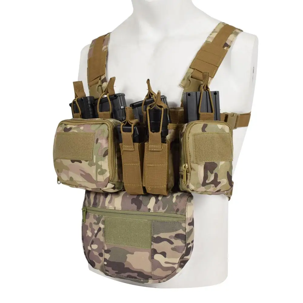 Men Nylon Swat CS Match Wargame Chest Rig Airsoft Tactical Vest Military Gear Pack Magazine Pouch Holster Molle System Waist