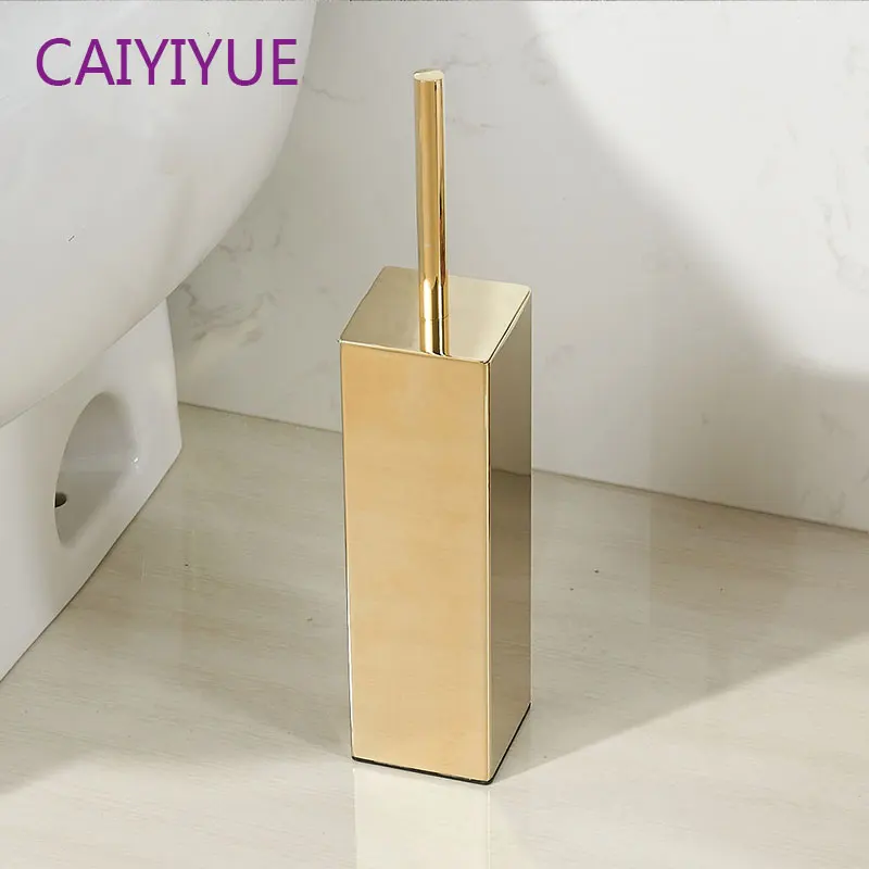 

Gold Creativer Free Stand Polish Toilet Brush Holder Set Toilet Bowl Brush Stainless Steel Brushed Gold Bathroom Accessories