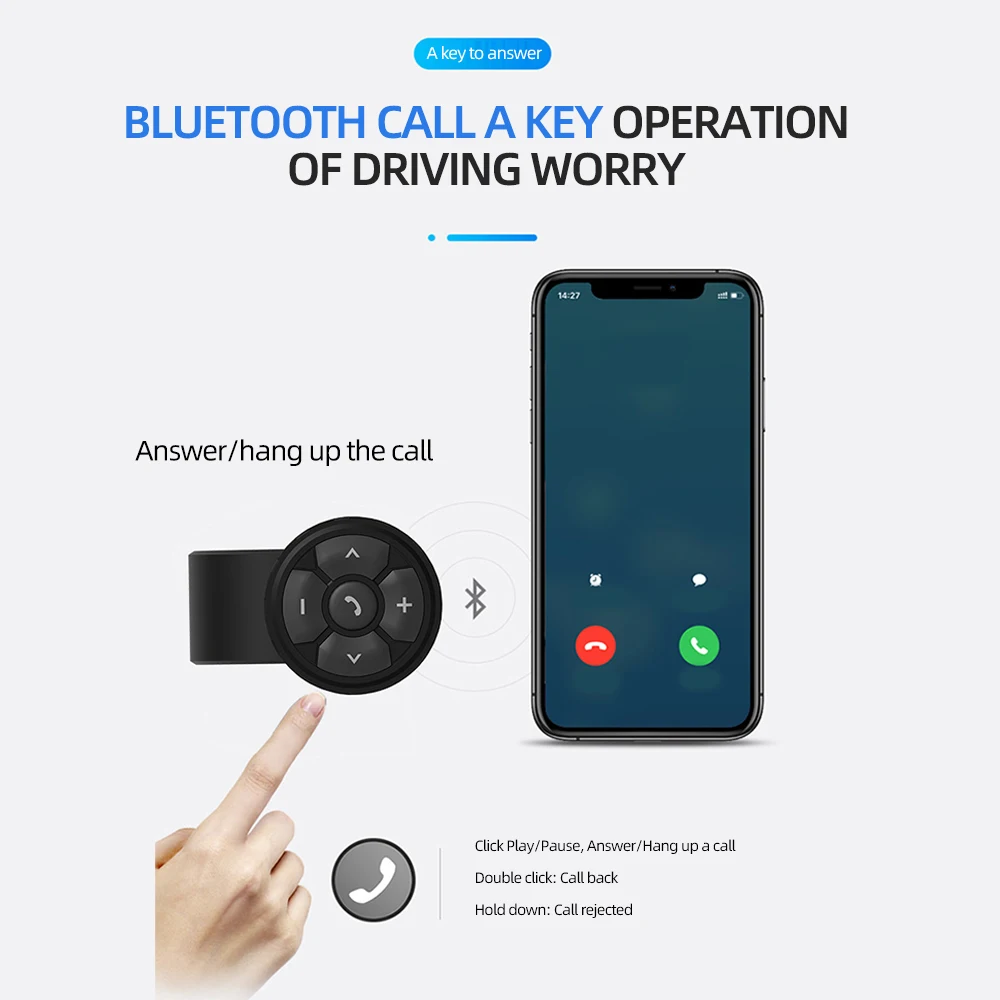 Wireless Bluetooth 5.3 Remote Button Helmet Earphone Motorcycle/bike Handlebar Media Controller Car Steering Wheel Control