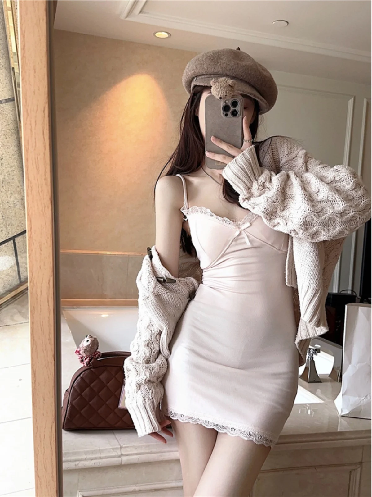 퓨어 디자이어 레이스 트림 스트랩 드 여성용 봄 여름 섹시 로우 넥 바디콘 오트 스커트 이너웨어 베이스 레이어 A라인 드